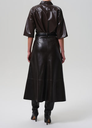 Cassia Leather Skirt Chocolate