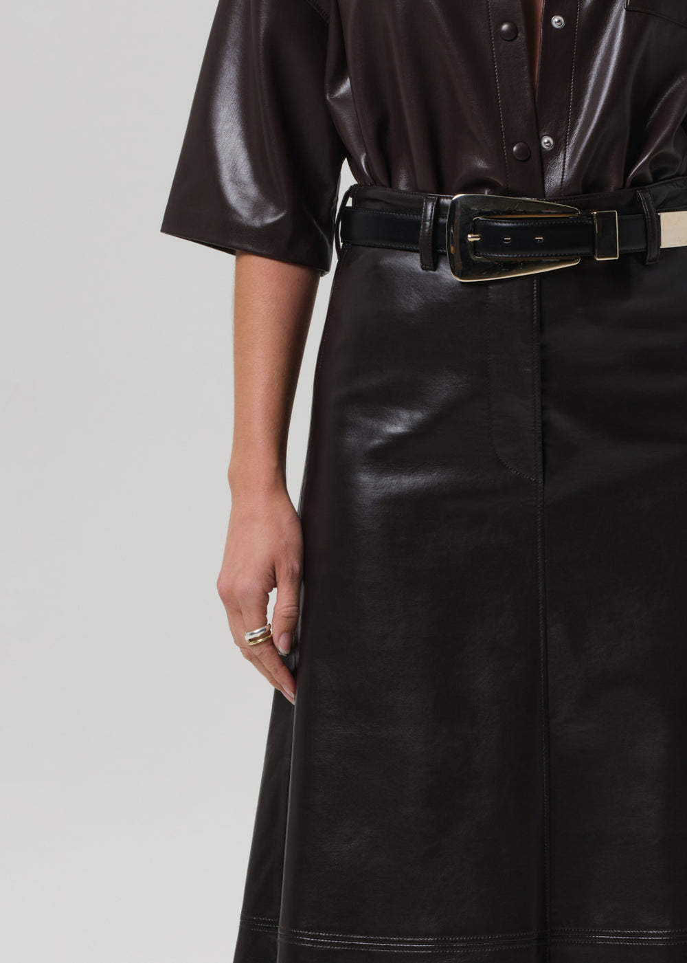 Cassia Leather Skirt Chocolate