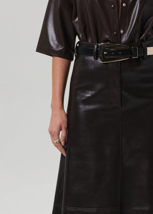 Cassia Leather Skirt Chocolate