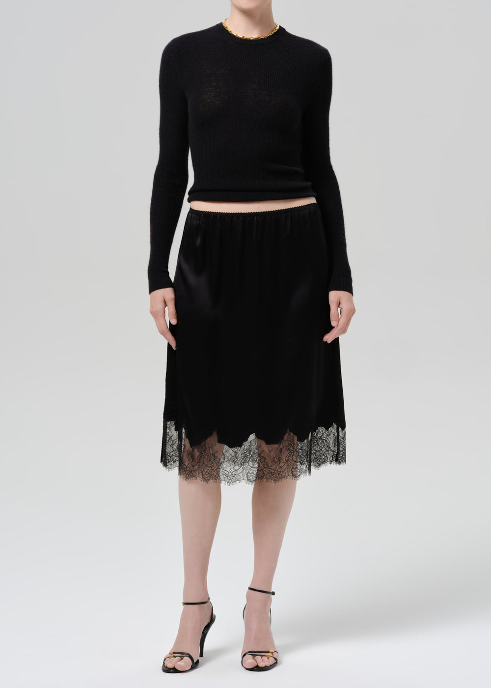 Lace Trimmed Skirt Black