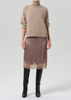 Lace Trimmed Skirt Cocoa