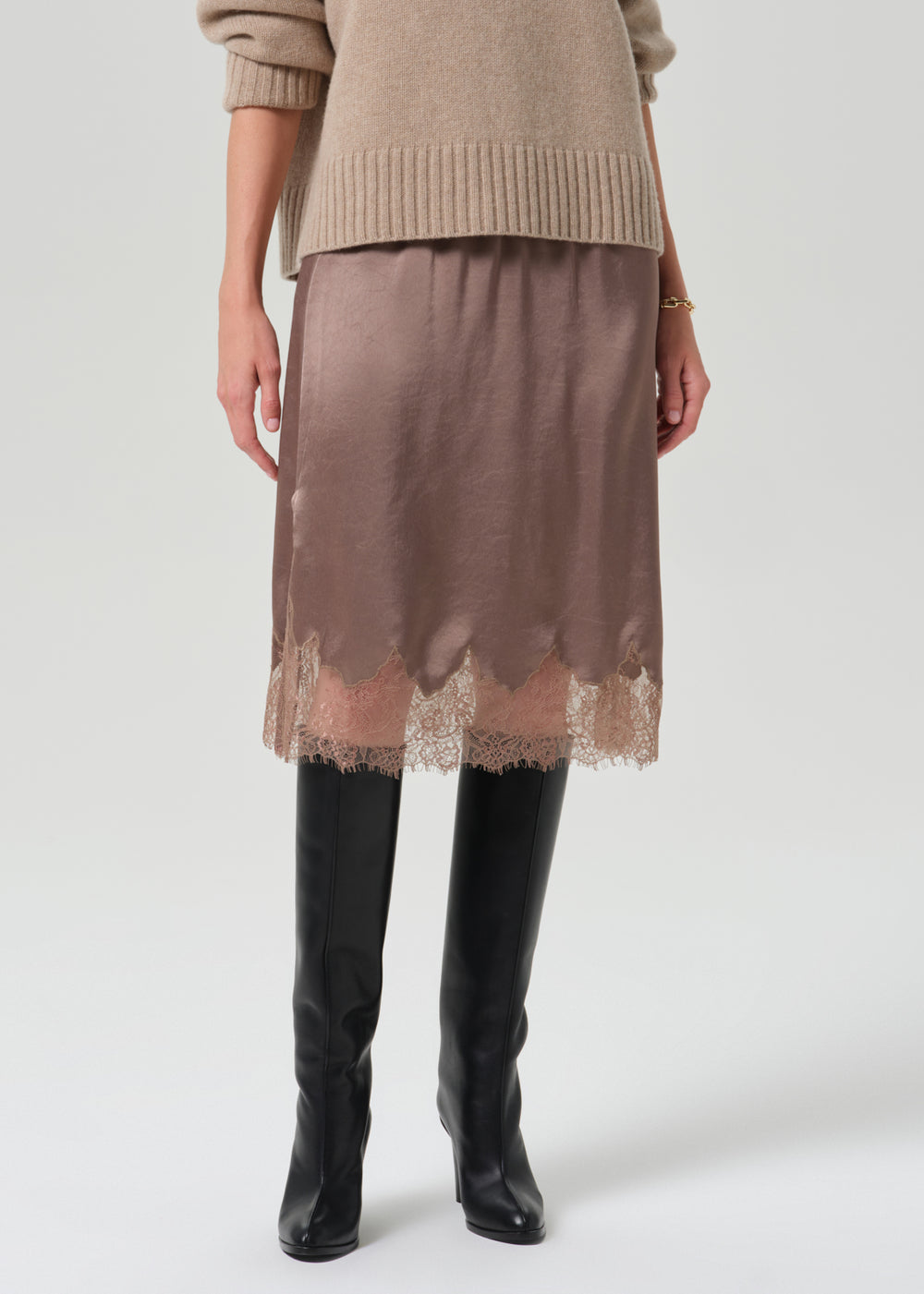 Lace Trimmed Skirt Cocoa