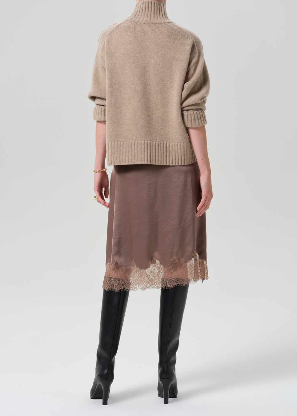 Lace Trimmed Skirt Cocoa