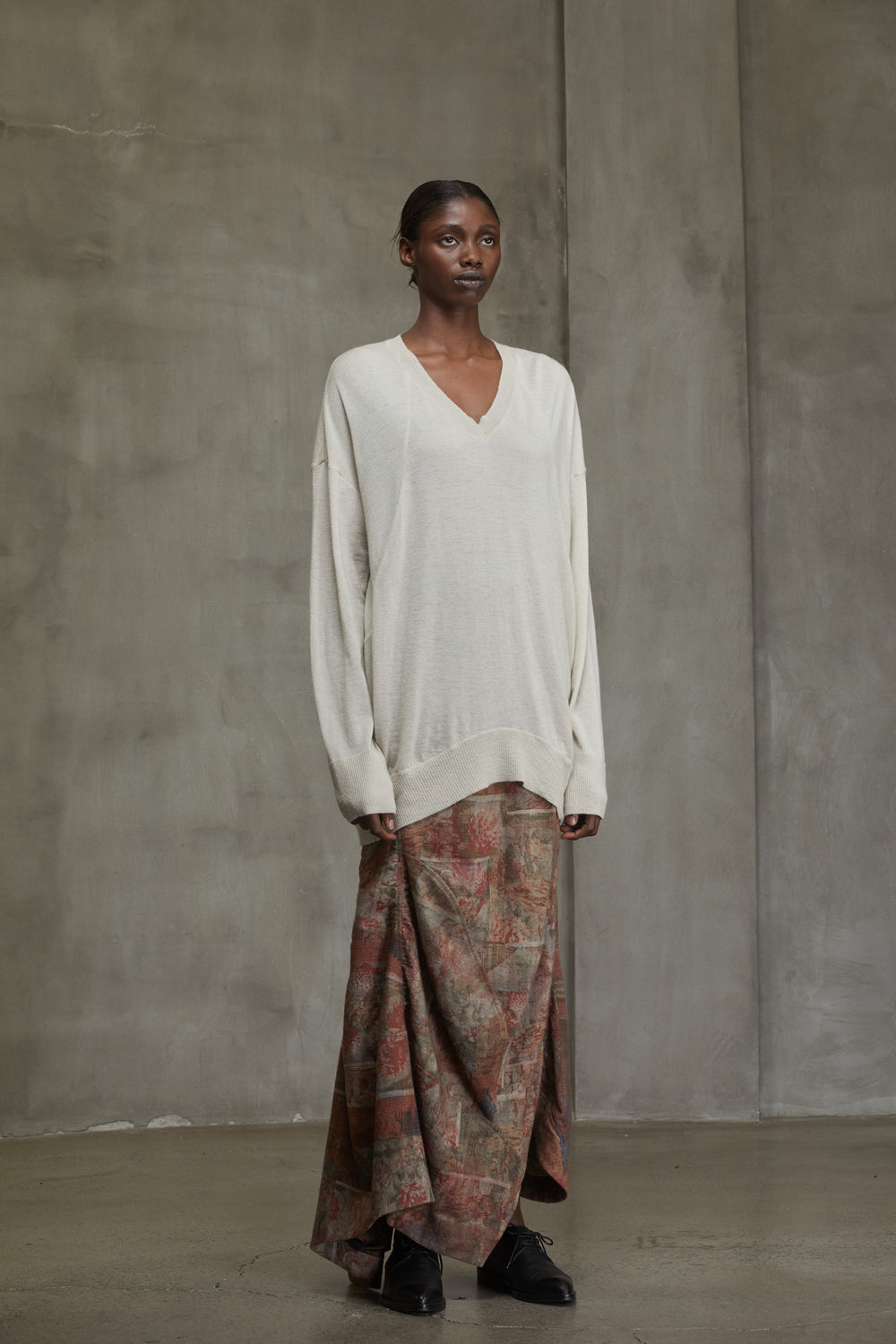 Oversized V Neck Sweater Beige
