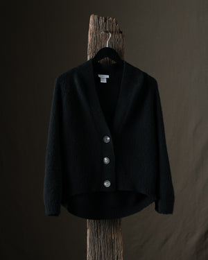 Woman V Neck Carded Cashmere Raglan Cardigan Nero