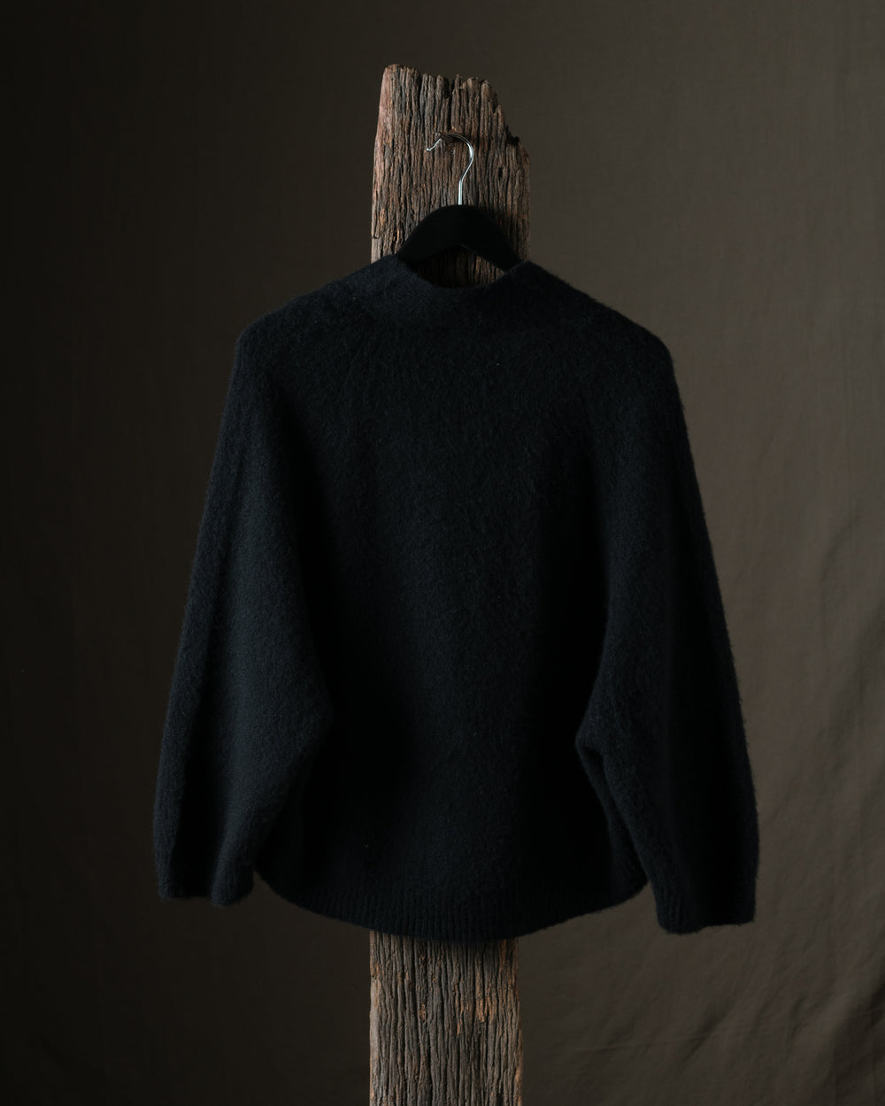 Woman V Neck Carded Cashmere Raglan Cardigan Nero