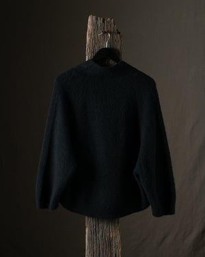 Woman V Neck Carded Cashmere Raglan Cardigan Nero