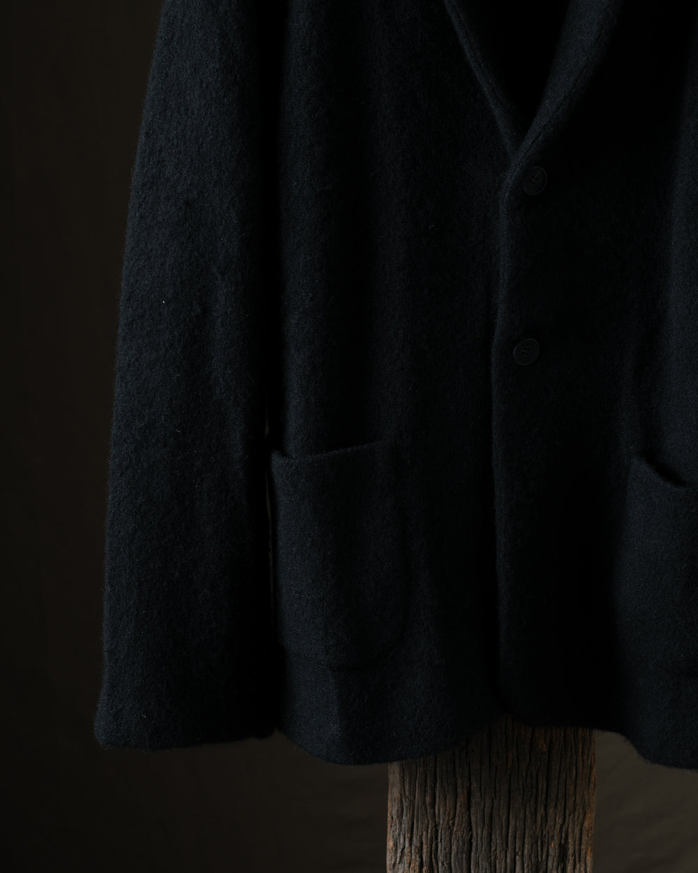 Man Carded Cashmere Rever Jacket Nero