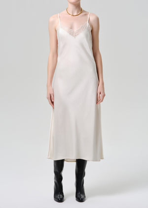 Lace Trimmed Slip Dress Cream