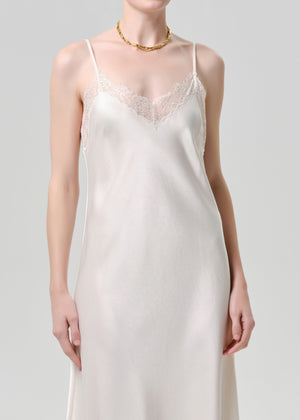 Lace Trimmed Slip Dress Cream