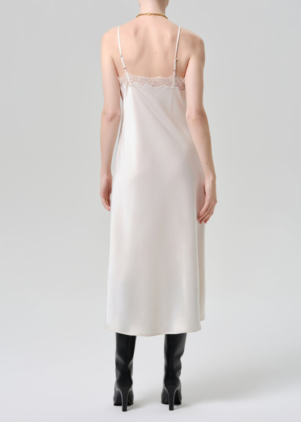 Lace Trimmed Slip Dress Cream