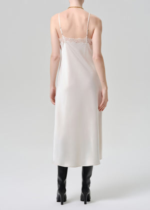 Lace Trimmed Slip Dress Cream