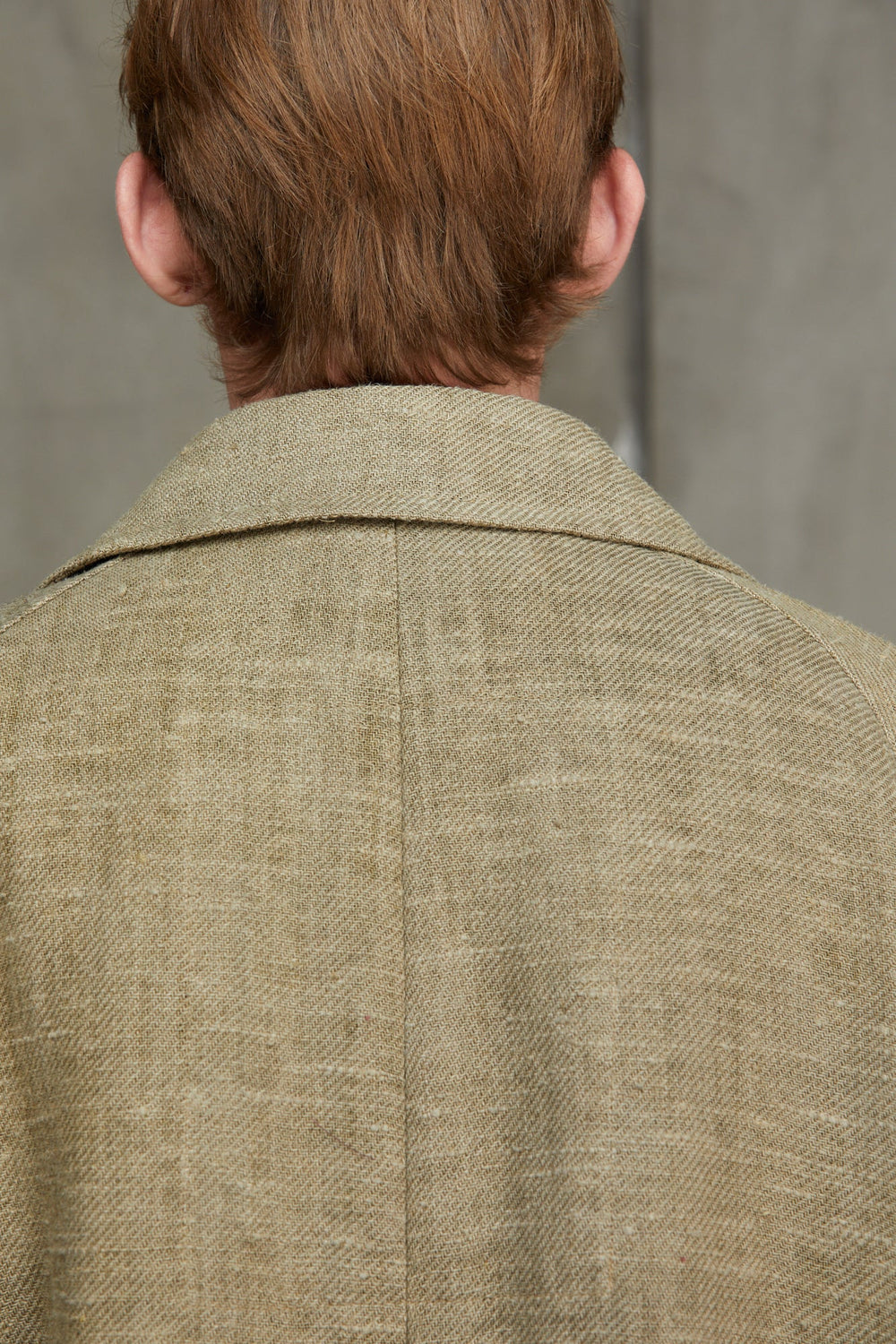 Mens Double Breasted Coat Linen Faded Olive