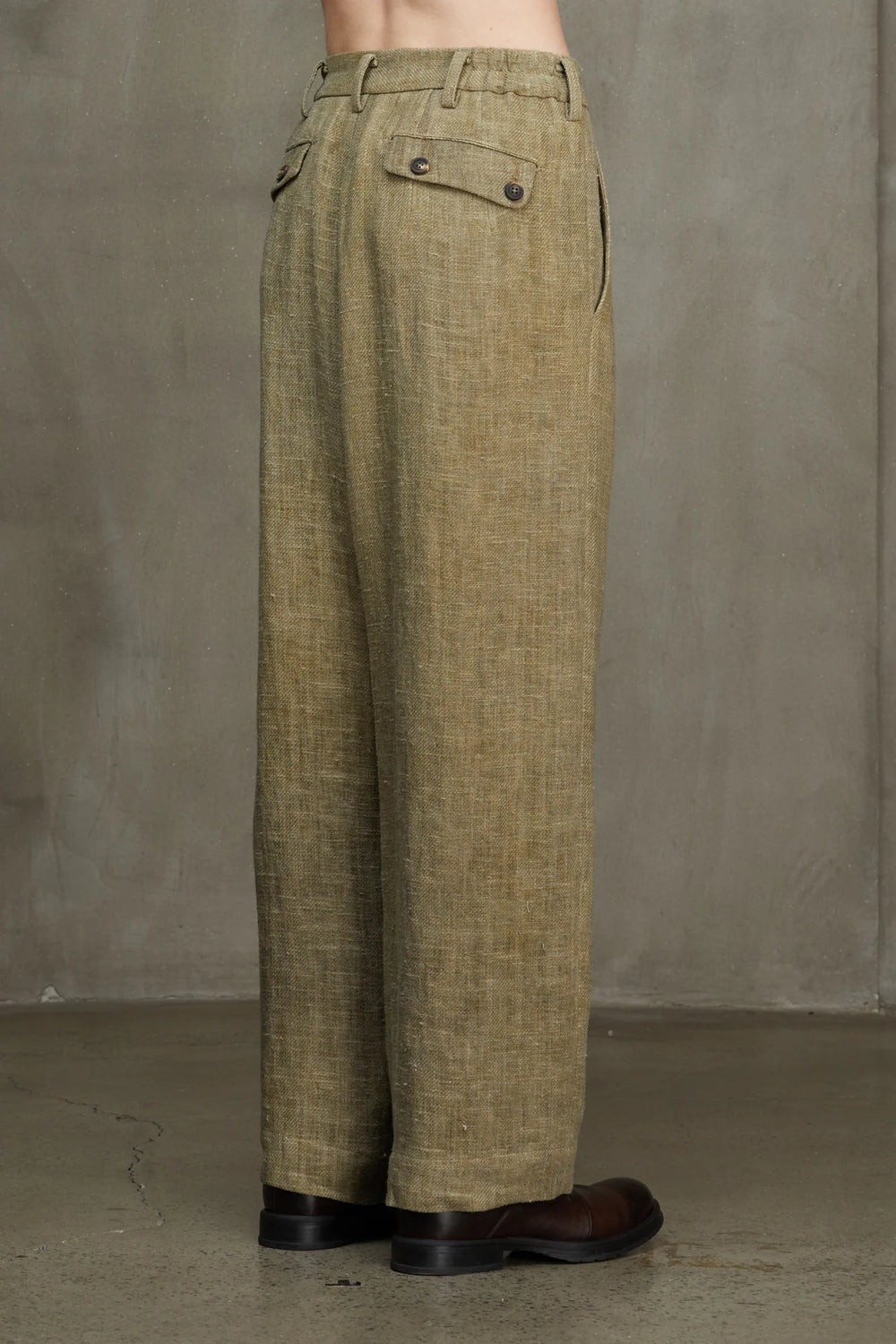 Mens Trouser Linen Faded Olive