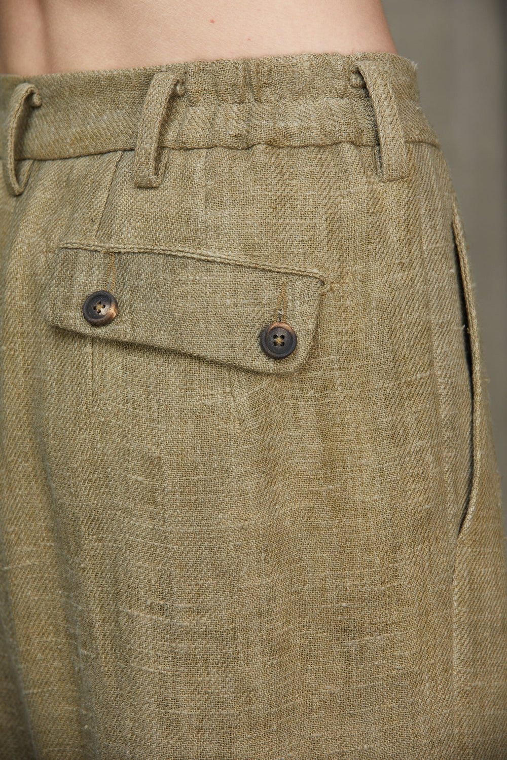 Mens Trouser Linen Faded Olive