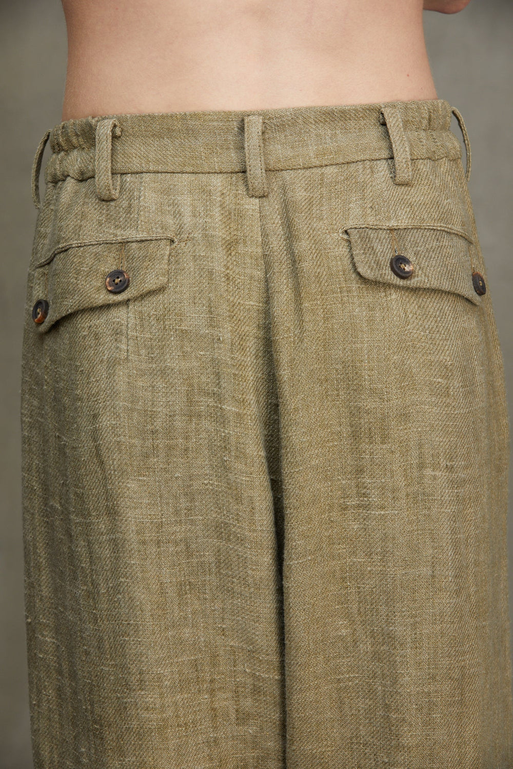 Mens Trouser Linen Faded Olive