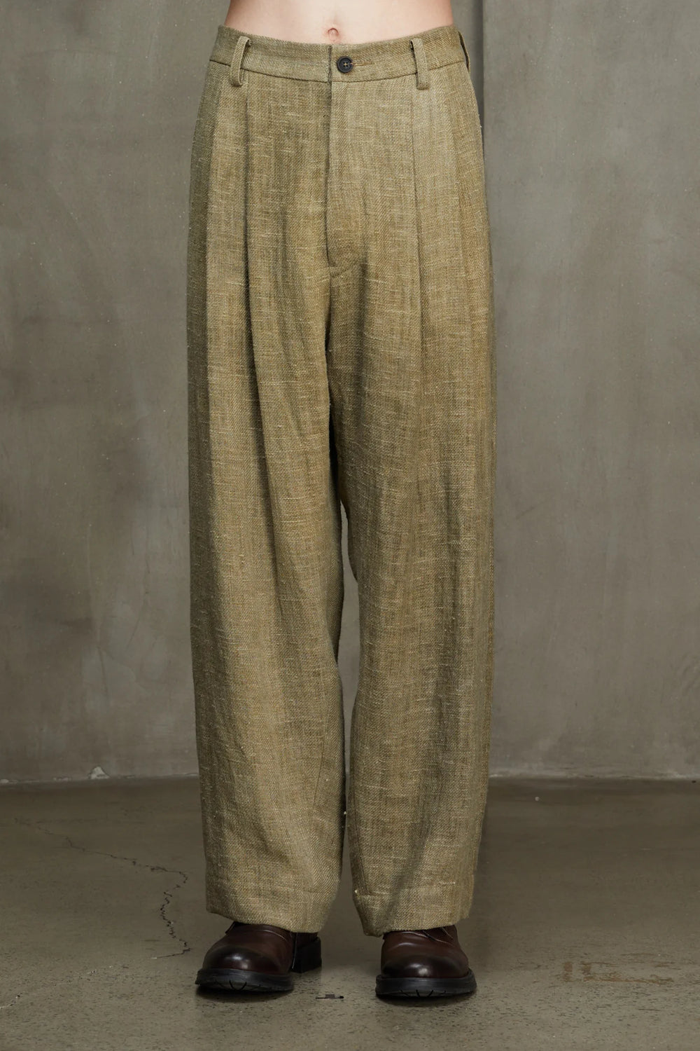 Mens Trouser Linen Faded Olive