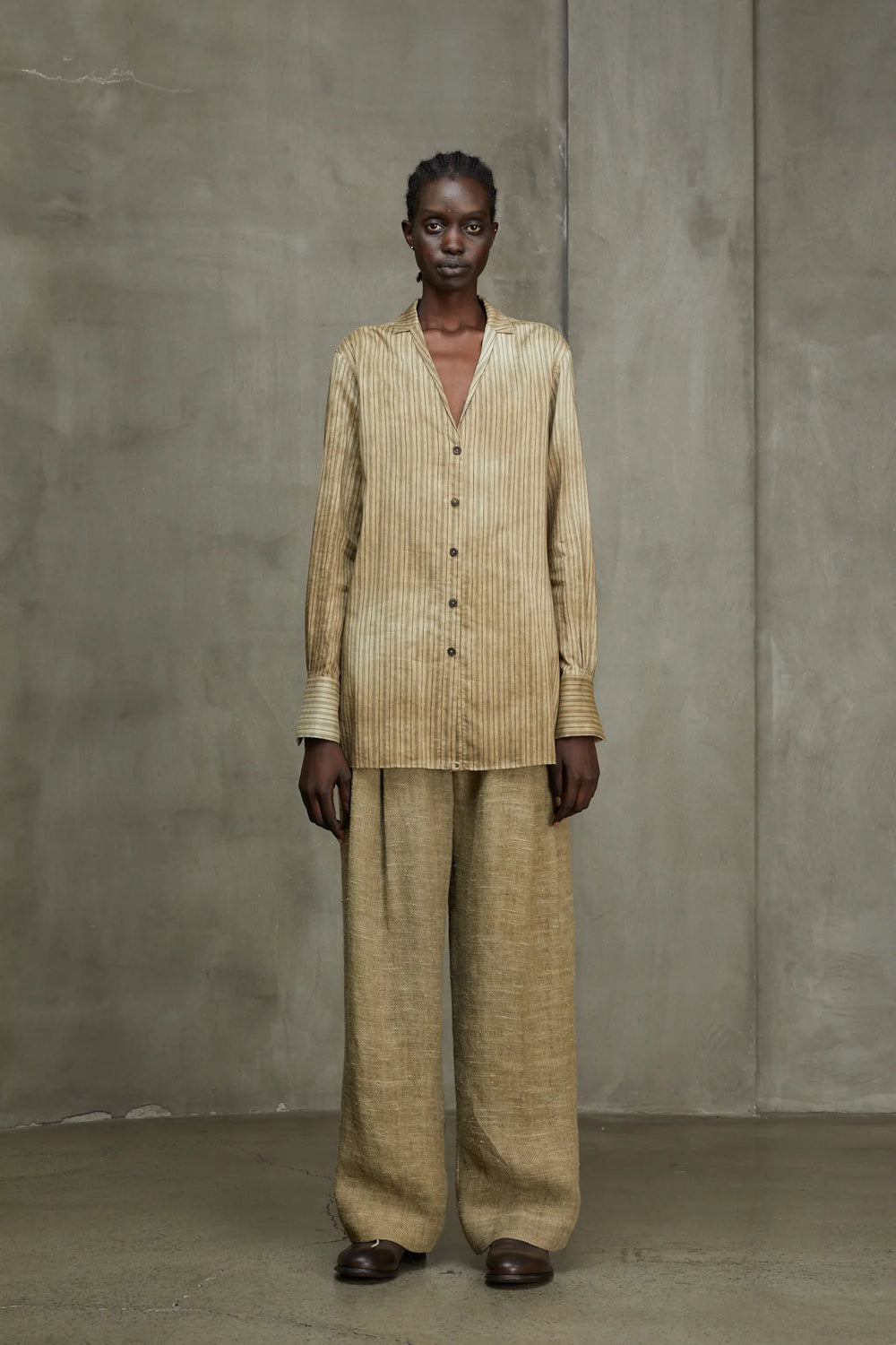 Womens Trousers Linen Faded Olive