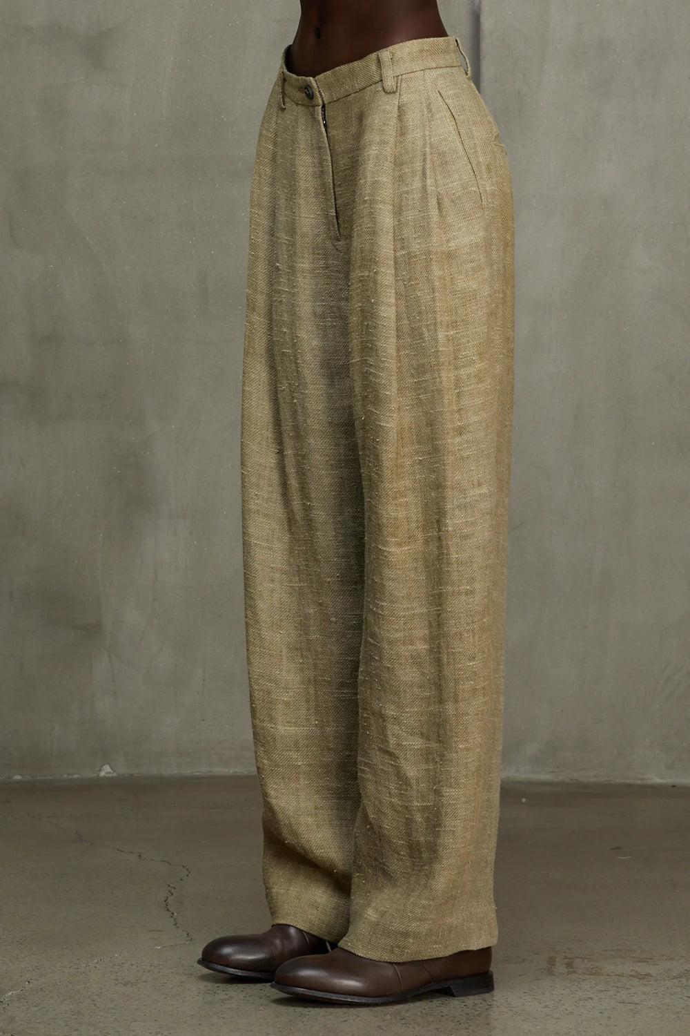 Womens Trousers Linen Faded Olive