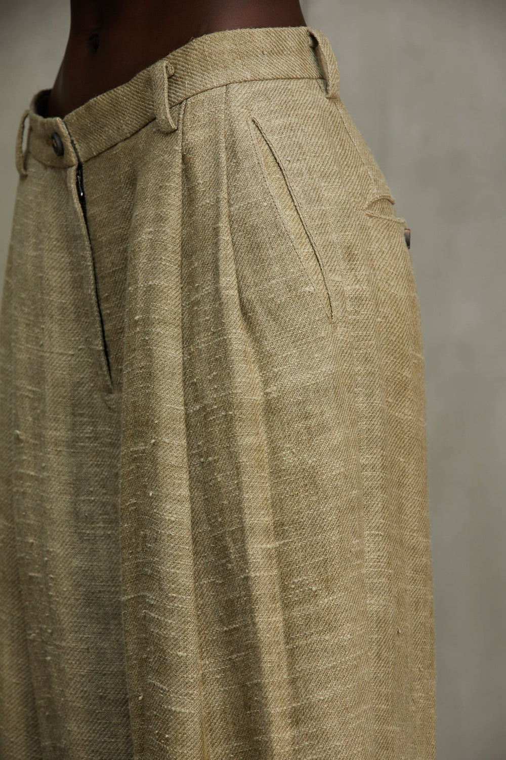 Womens Trousers Linen Faded Olive