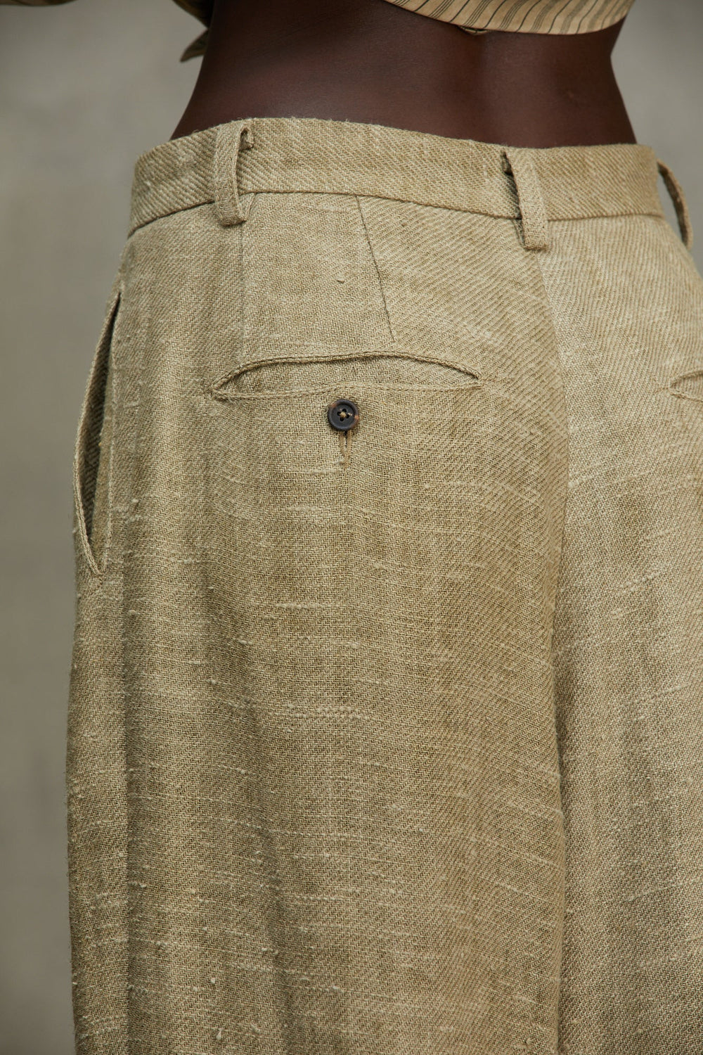 Womens Trousers Linen Faded Olive