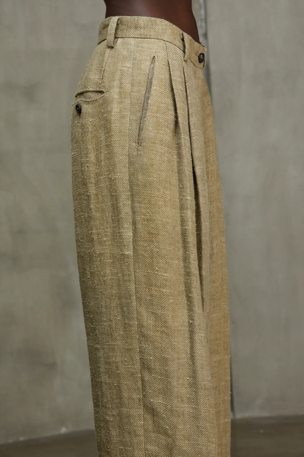 Womens Trousers Linen Faded Olive