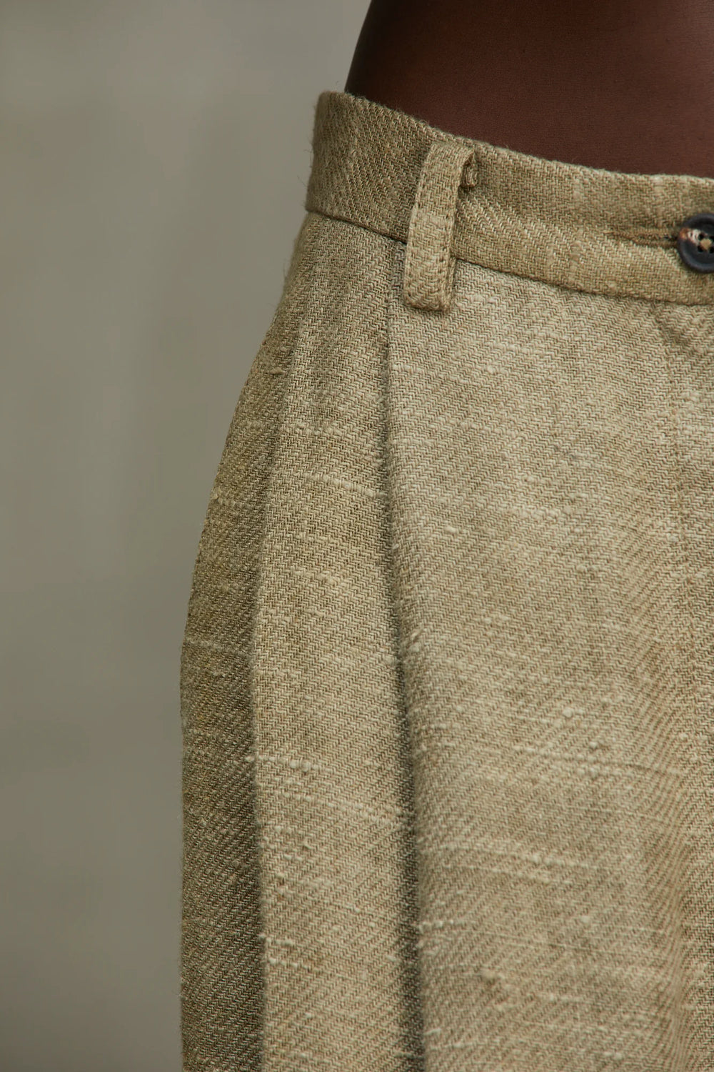 Womens Trousers Linen Faded Olive