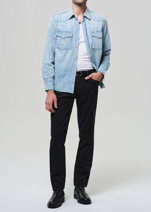 Elijah Relaxed Straight Stretch Linen Washed Black