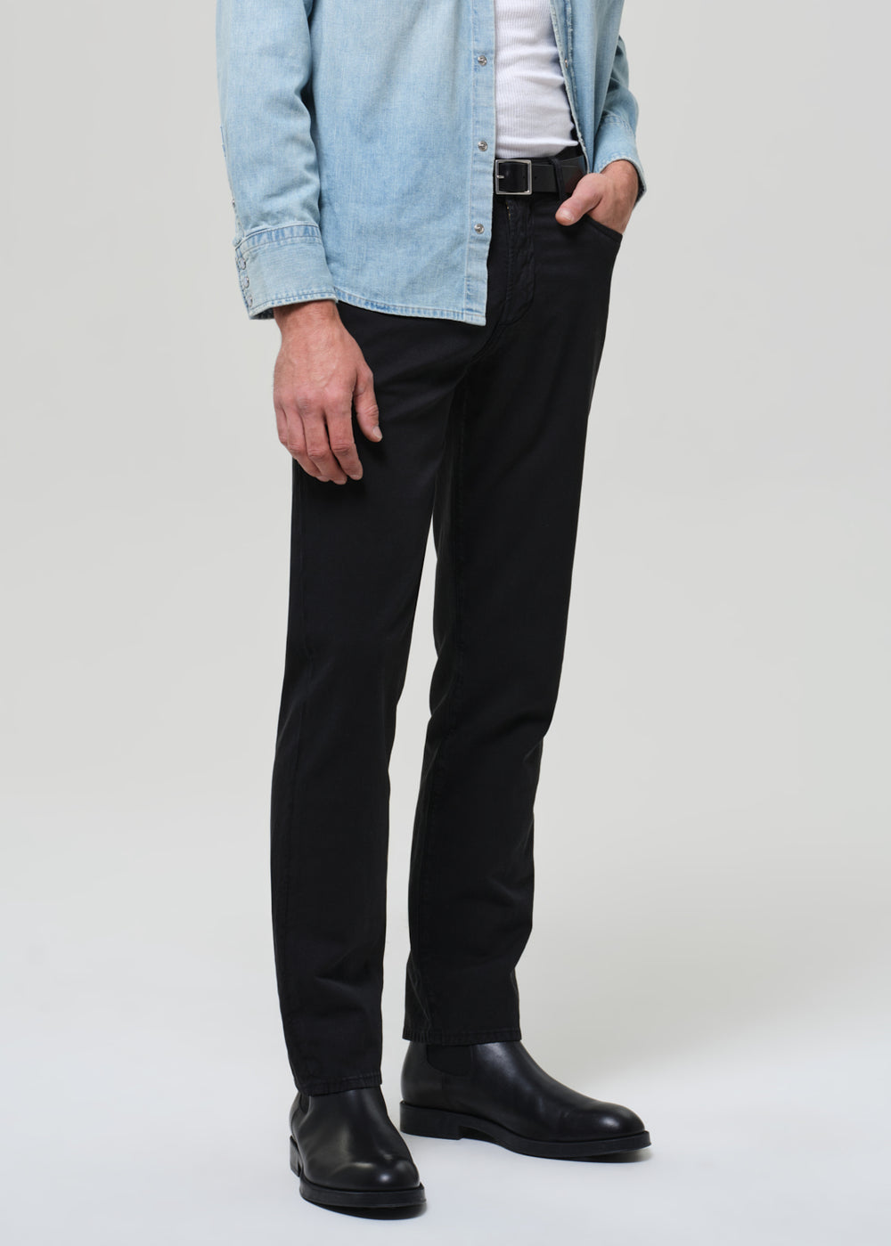Elijah Relaxed Straight Stretch Linen Washed Black