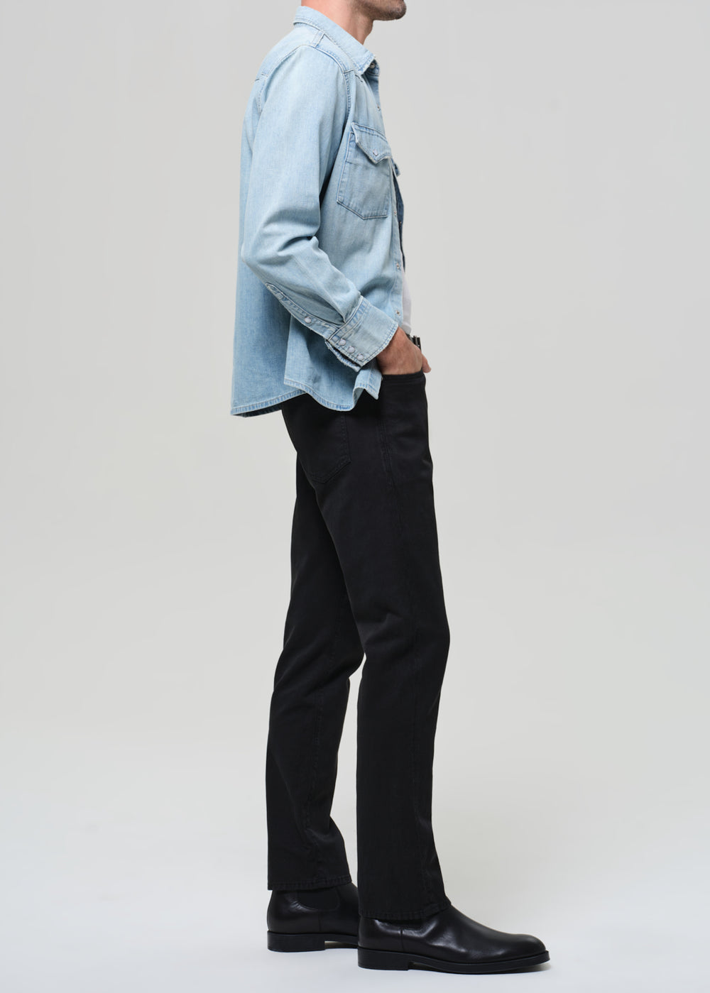 Elijah Relaxed Straight Stretch Linen Washed Black