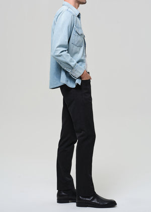 Elijah Relaxed Straight Stretch Linen Washed Black