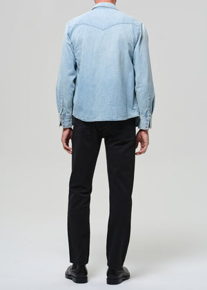 Elijah Relaxed Straight Stretch Linen Washed Black