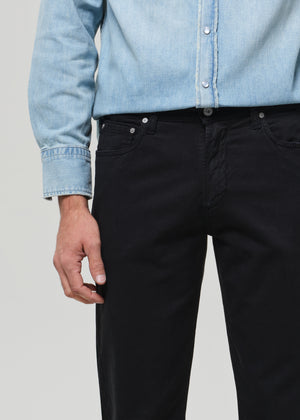 Elijah Relaxed Straight Stretch Linen Washed Black