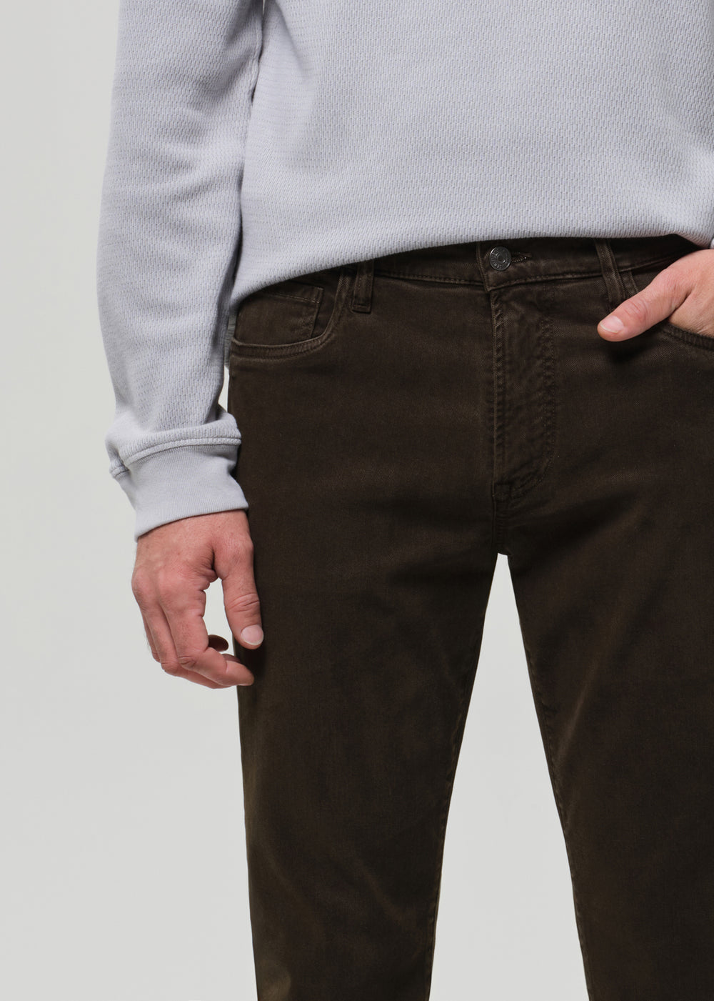 Elijah Relaxed Straight Cashmere Touch Dark Olive