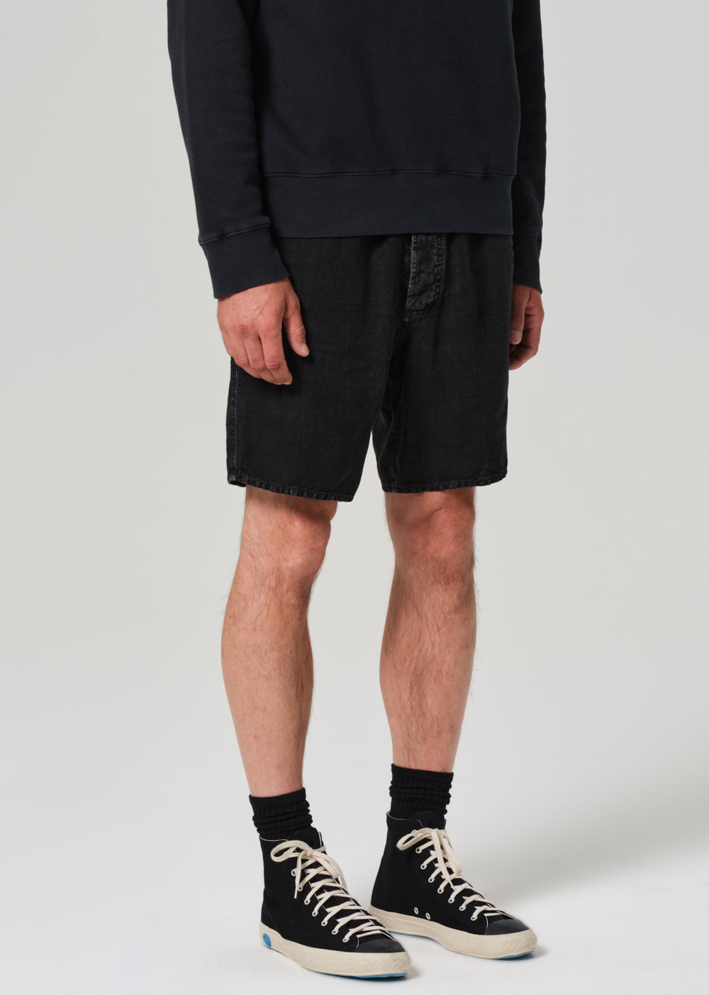 Drawstring Deck Short Washed Black
