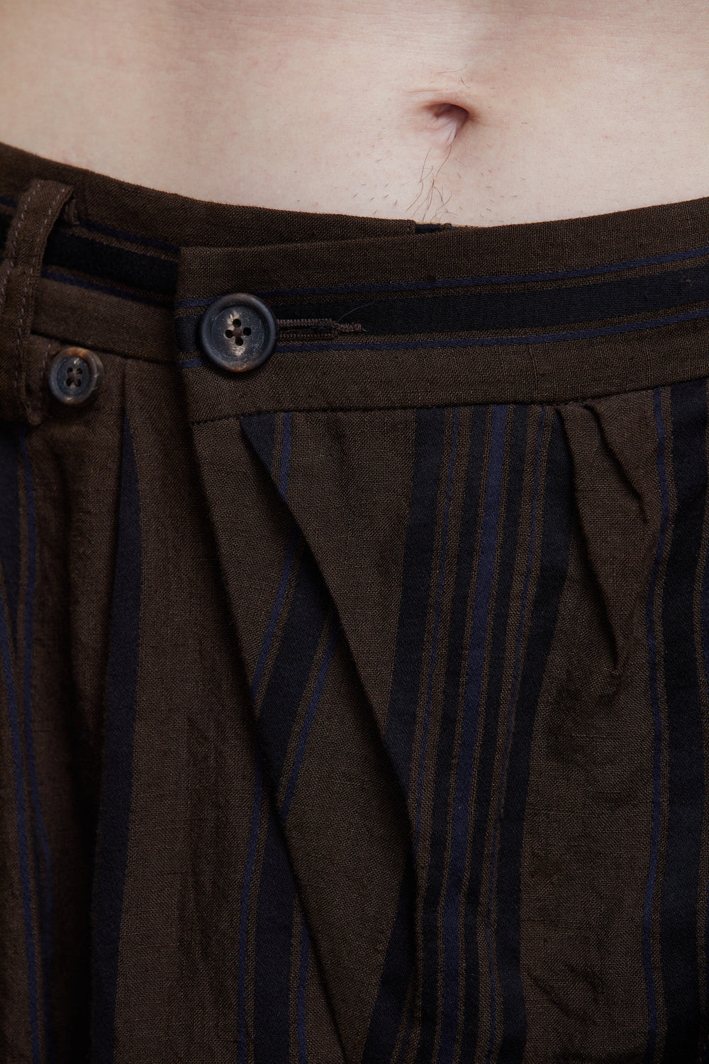 Slant Flap Striped Wide Leg Trousers