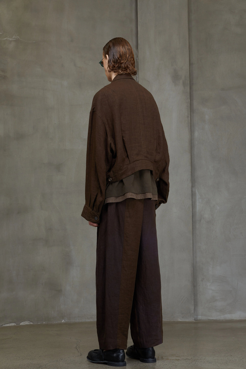 Double Breasted Cropped Jacket Khaki Brown