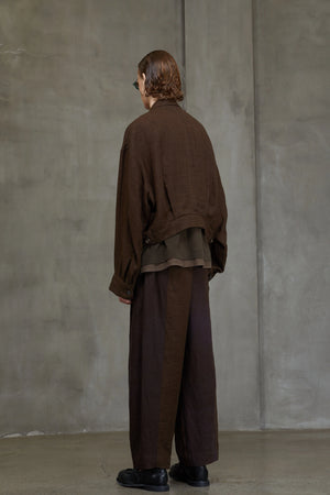 Double Breasted Cropped Jacket Khaki Brown