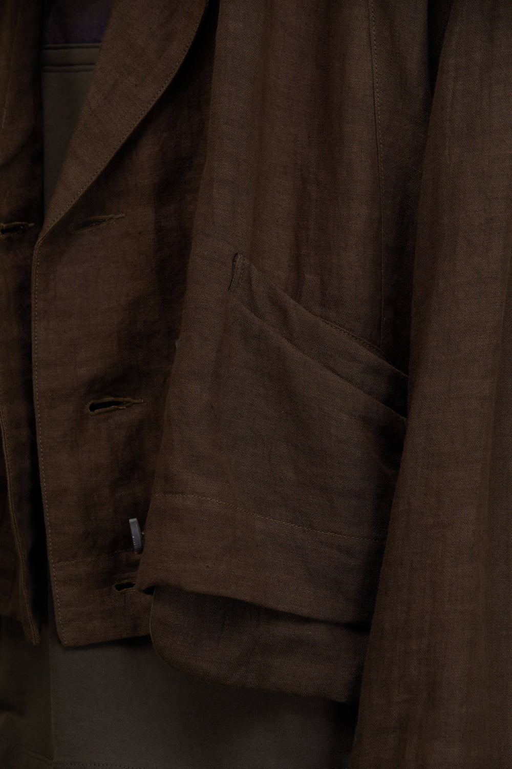 Double Breasted Cropped Jacket Khaki Brown