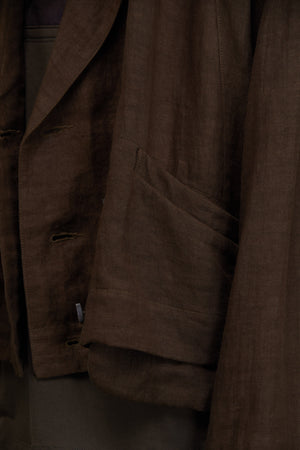 Double Breasted Cropped Jacket Khaki Brown