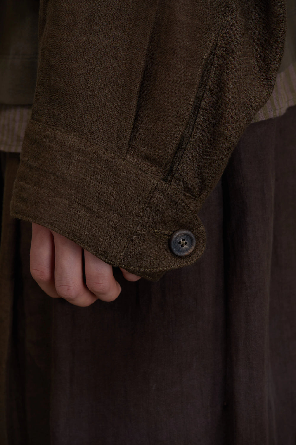 Double Breasted Cropped Jacket Khaki Brown