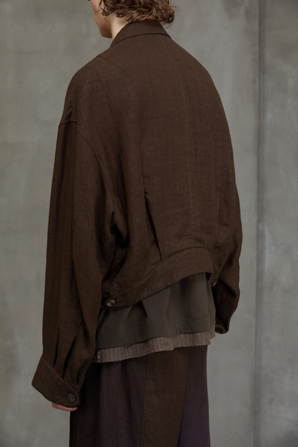 Double Breasted Cropped Jacket Khaki Brown