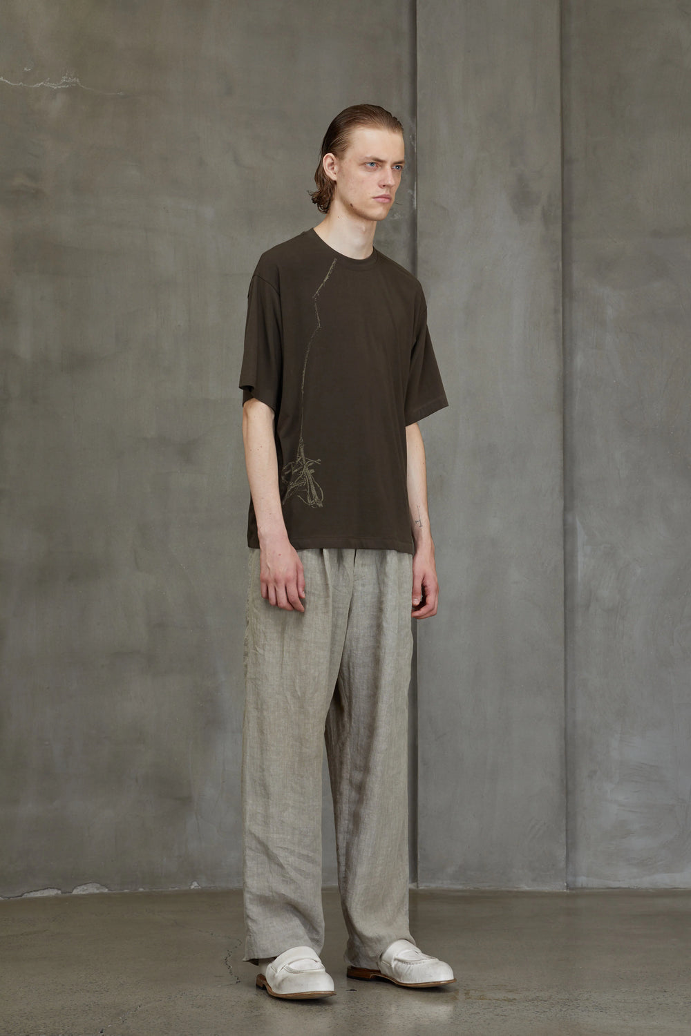 Digital Print T Shirt Khaki Green