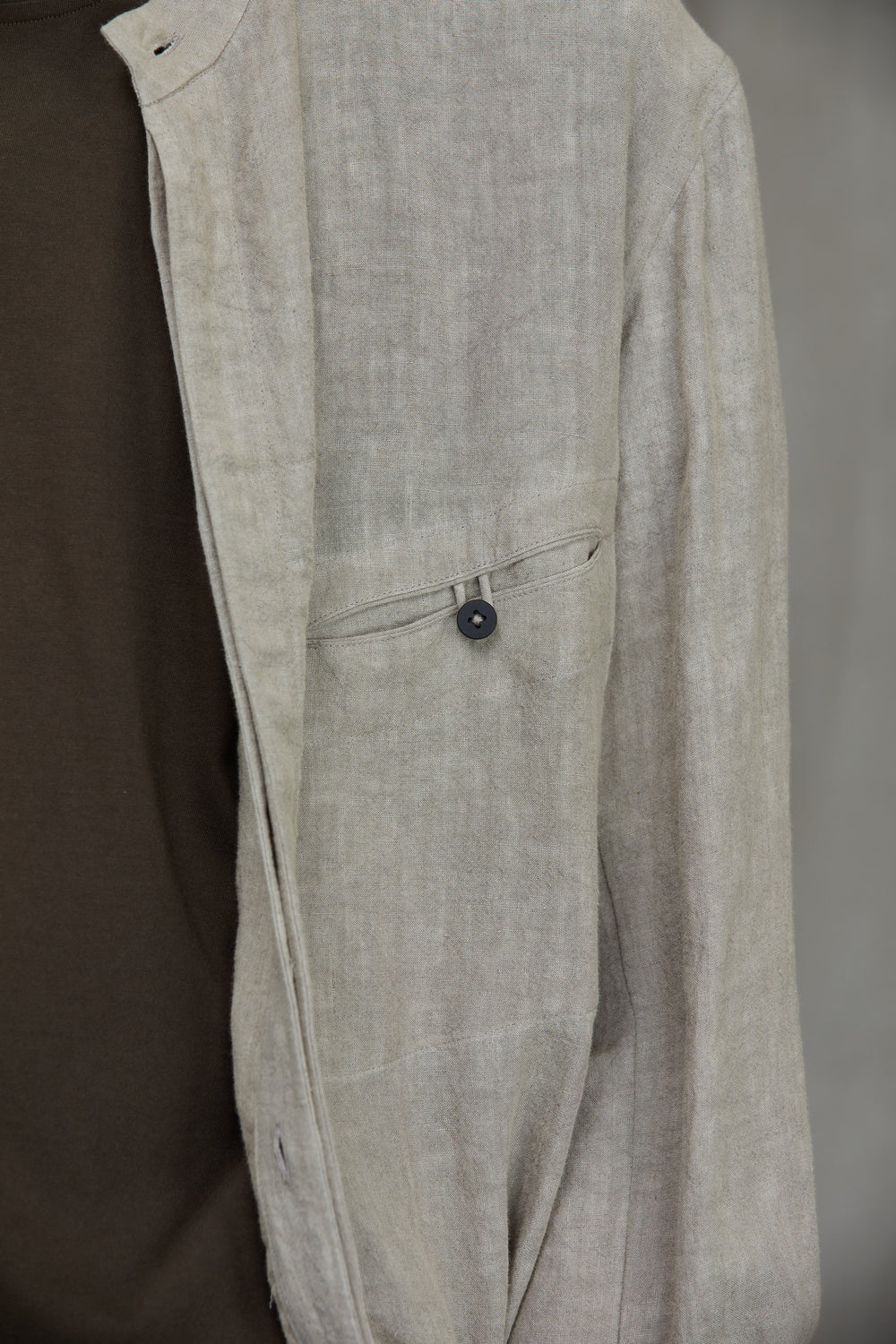 Classic Mandarin Collar Shirt Faded Stone