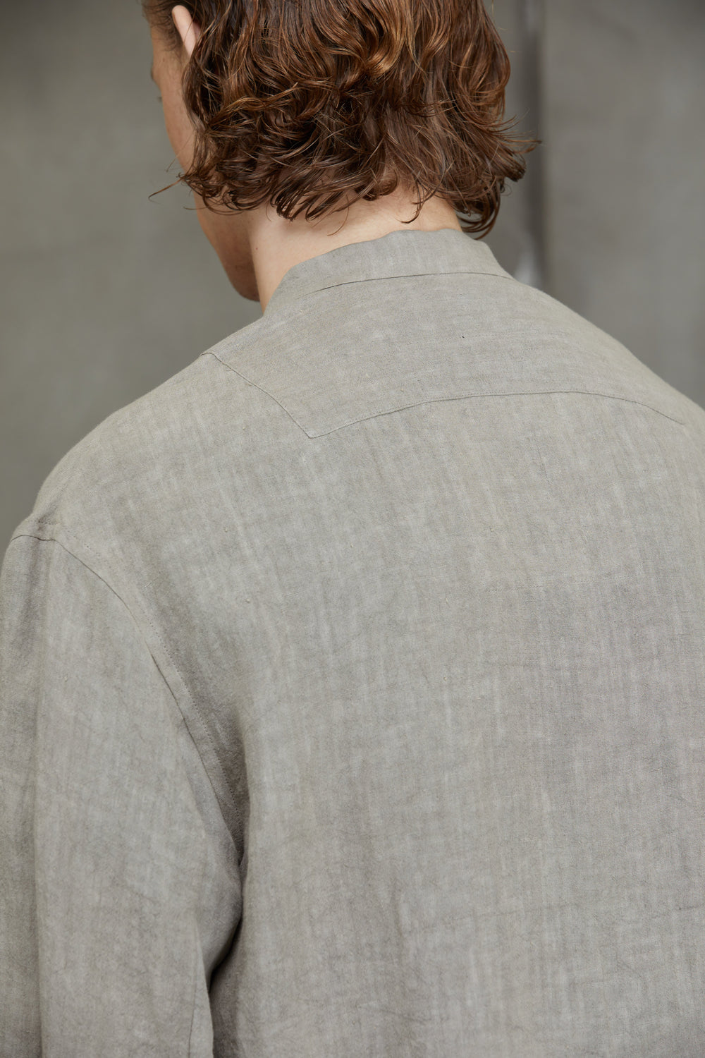 Classic Mandarin Collar Shirt Faded Stone