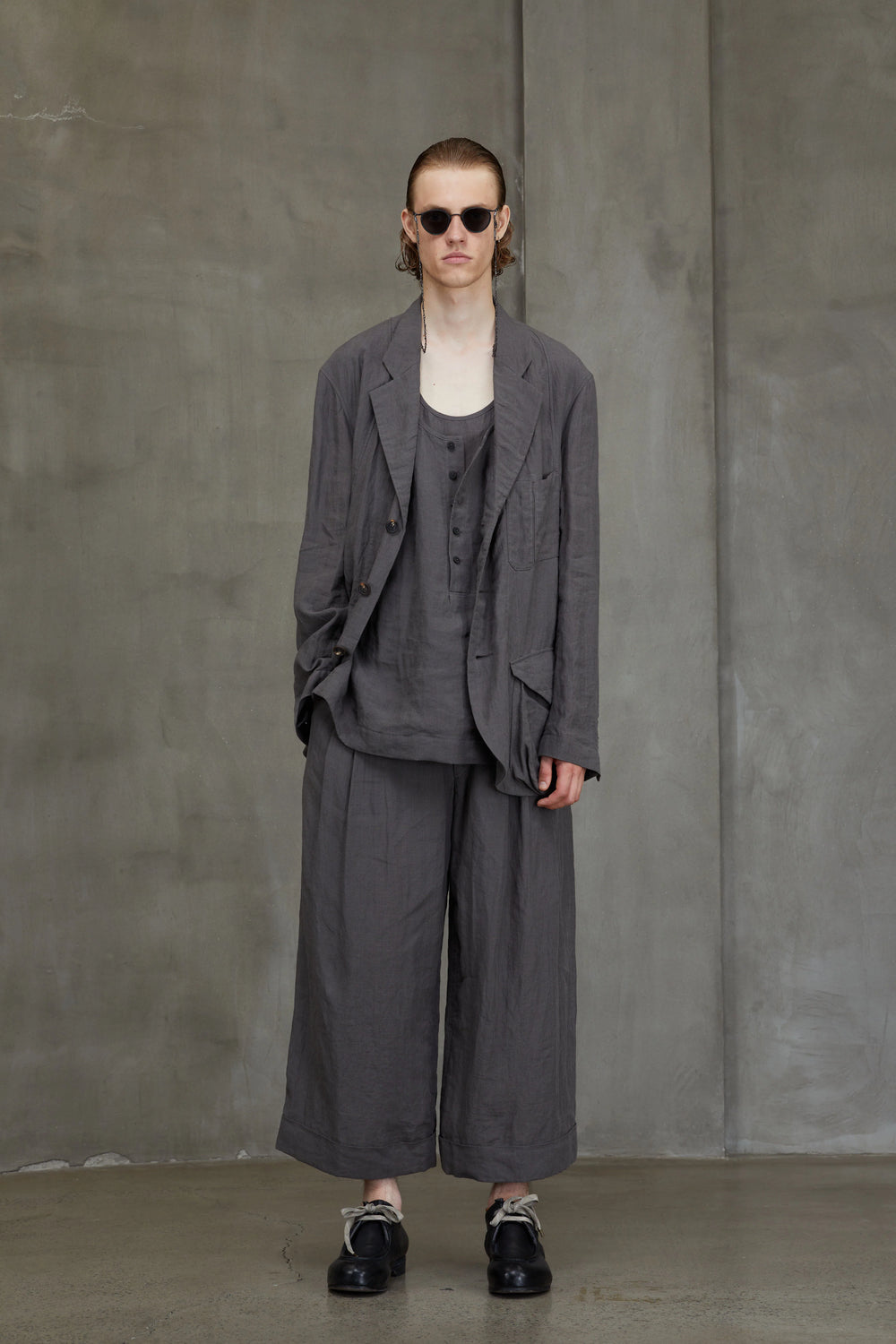 3 Button Long Jacket Grey