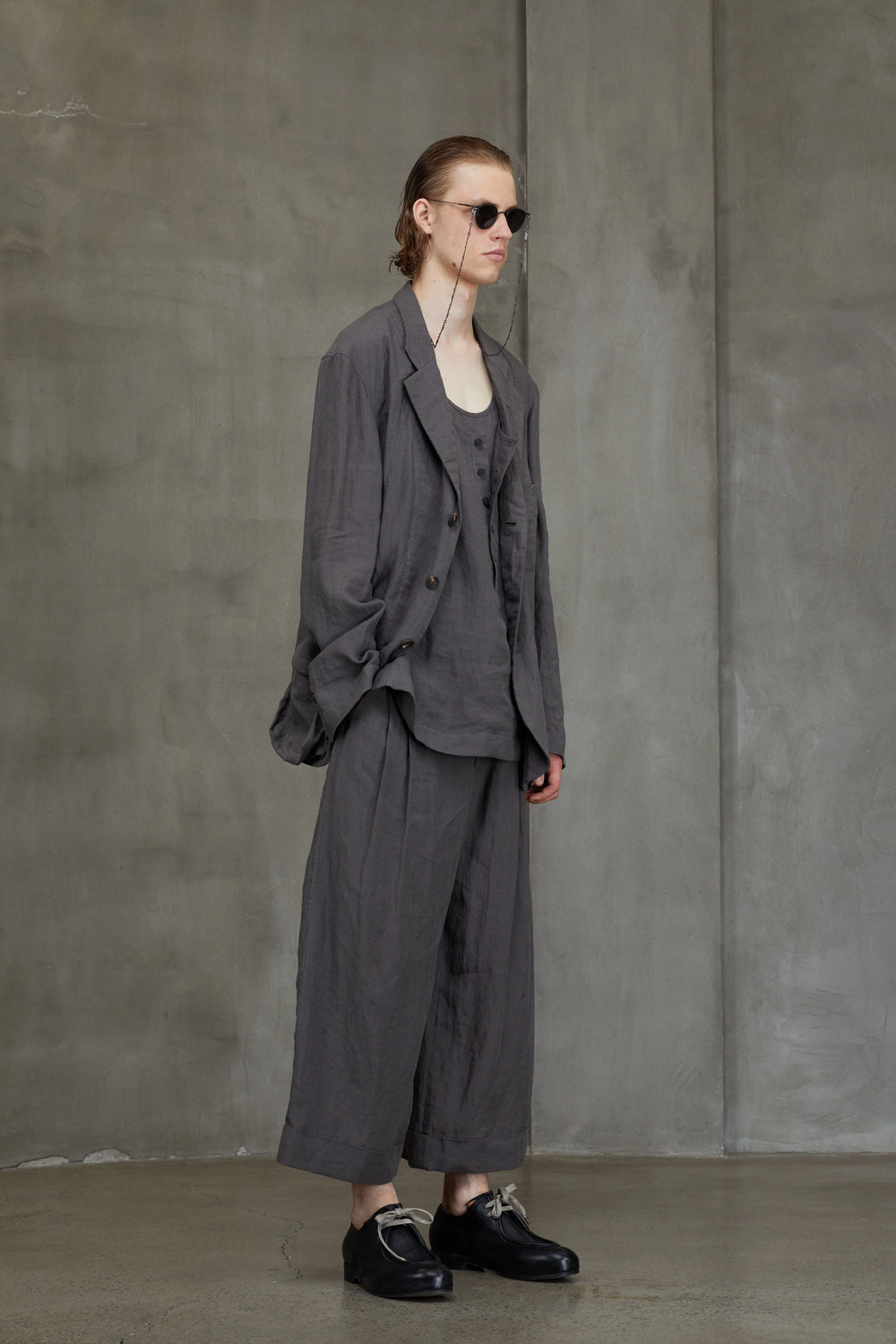 3 Button Long Jacket Grey