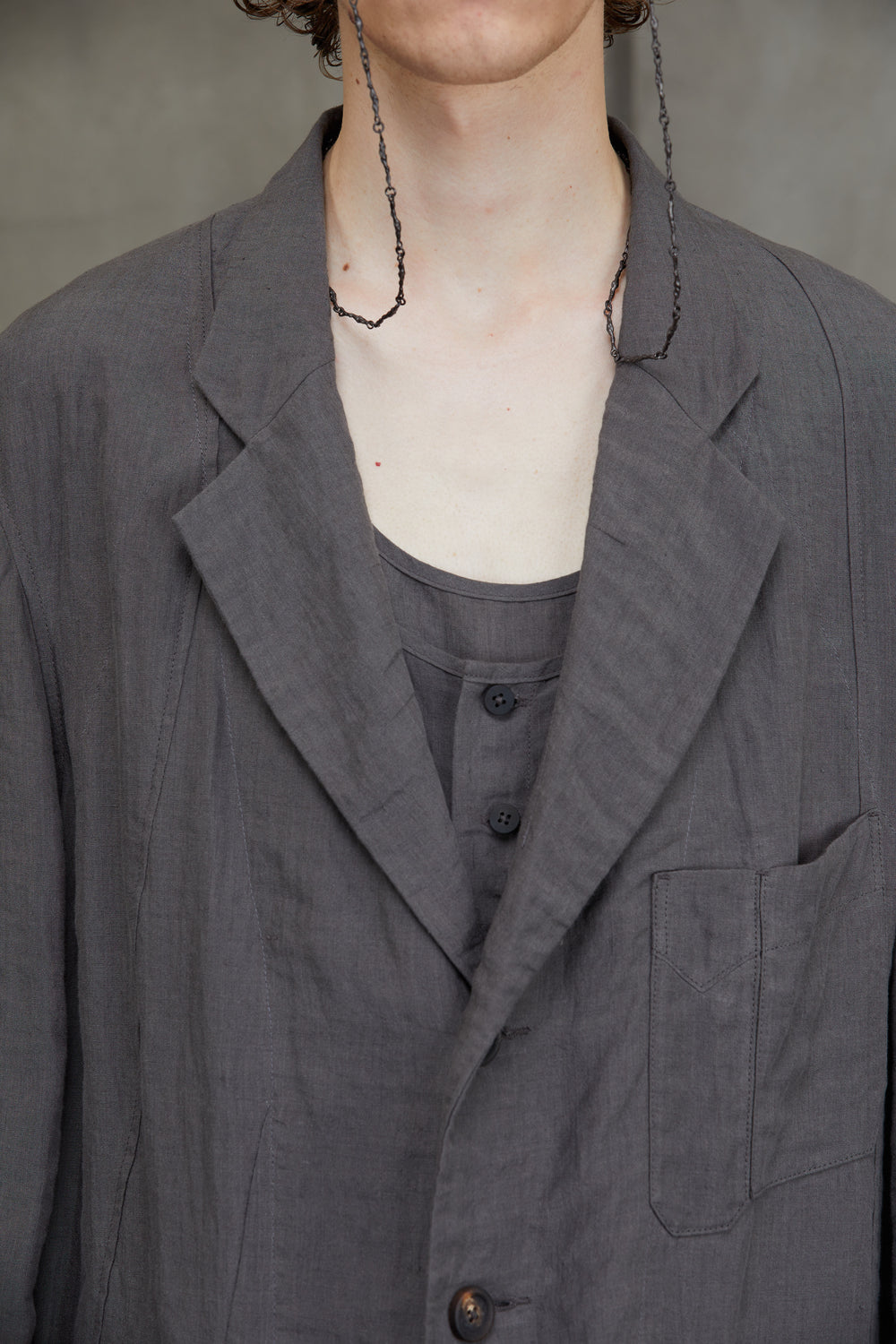 3 Button Long Jacket Grey