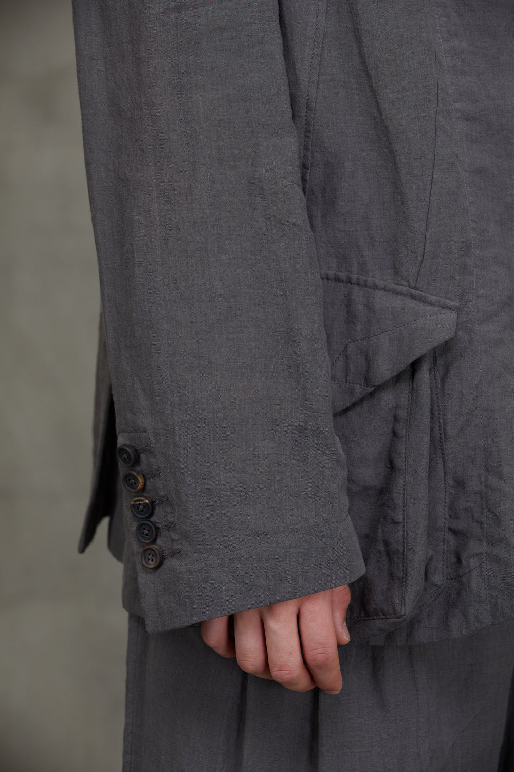 3 Button Long Jacket Grey