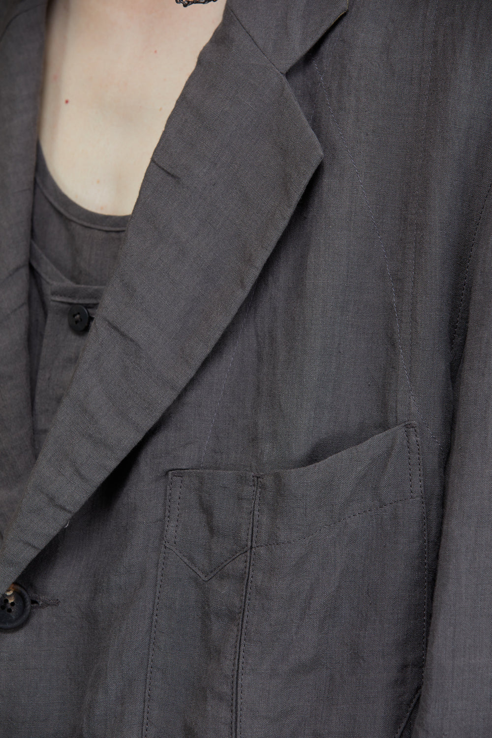 3 Button Long Jacket Grey